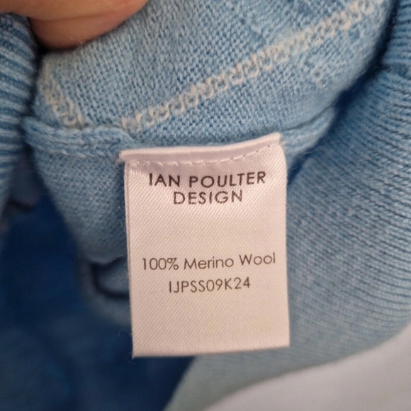 Mens Size L Blue 100% Merino Wool Golf Diamond Argyle Sweater Vest Waistcoat - Picture 6 of 7